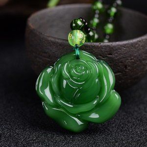 Jade Rose Pendant Necklace